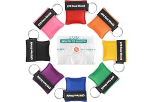 Wozzies 8 Stück Beatmungsmaske Erste Hilfe, Beatmungsmaske Schlüsselanhänger Set, Mini CPR Maske Face Shield, Tragbarkeit Beatmungstuch, Mund zu Mund Beatmungsschutz für Die Notfallrettung
