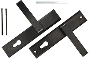 KOTARBAU® Maniglia della Porta 72mm su una Lunga Piastra Nera con Inserto di Cilidro Set Universale Moderna