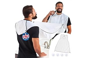 nedit Beard Bib – Beard Trimmer Catcher - Shaving Bib Apron with 2 Suctions (+2 Additional) Grooming Accessory – Nylon Beard Trimming – Gift for Men