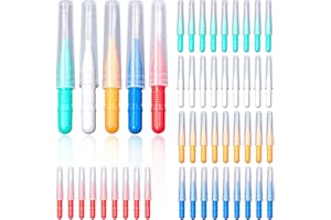 JUNFEIXUAN 50 Pieces Interdental Brush,Toothpicks Tooth Flossing Head Oral Dental Hygiene Brush,Teeth Cleaner Dental Floss Stick Tooth Cleaning Tool，Braces Dental Brush Flosser for Cleaner Interdental Brush