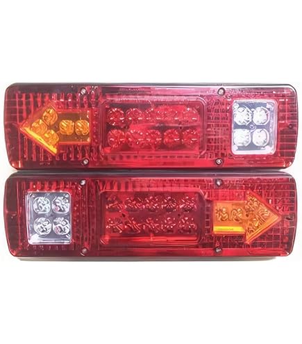 2 Feux Arrière LED 12V 4 Fonctions Pour Camion/Remorque - Stop, Feu Arrière, Clignotant, Recul - 280x107mm