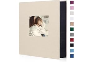 Miaikoe Photo Album 6x4 400 Pockets Slip in Large Capacity Album for Family Wedding Anniversary Linen Album Book Holds 400 Vertical 10x15cm Photos(400 Pockets, Beige)