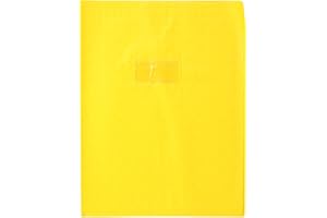 Calligraphe 72414AMZC Un Protège-Cahier Grain Losange Jaune - 24x32 cm - 18/100ème avec Porte-Étiquette - PVC Opaque