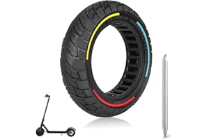 HPGAAVD 10x2.5 Ruedas Macizas para Patinete Electrico, 60/70-6,5 Ruedas de Patinete para Ninebot Max G30 G30P G30LP，10 Pulgadas Antislip y Antipinchazos Neumáticos de Repuesto Delantera/Trasera（1PCS）