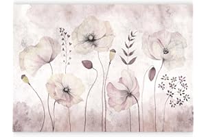 murando - Carta da Parati Adesiva Papaveri 98x70 cm Fotomurali Adesivi Murali Rivestimento Parete Moderna per Pareti Adesiva Muro Decorativo Fotomurale Natur Fiori Botanica Astratto