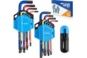 ss shovan 18PCS Allen Key Set, Metric Ball End Hex Key Set and Torx/Star Key Set (with T-Handle), Sizes 1.5mm-10mm & T10-T50, Alan Keys Sets for Furniture Assembly, Household DIY, Bike Repair