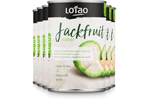 ‎LOTAO LOTAO Bio Jackfruit Natur: Junge Jackfrucht-Stücke in der Dose 6x400g | Veganer Fleischersatz: Frisch, natürlich und ohne Zusatzstoffe oder Soja | Ideal für vegane Rouladen, Gulasch, Curry und Co.