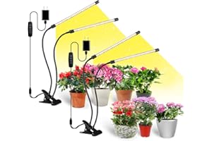 bseah Grow Light, Full Spectrum Clip Plant Growing Lamp, 10-Level Dimmable, Auto On Off Timing 3-12Hrs (Yellow 2 Pack)