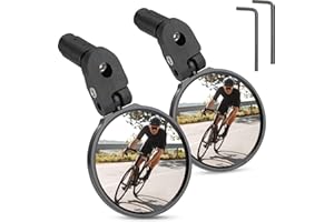 JOYTUTUS Cycling Mirrors Bicycle Mirror 360° Adjustable Bike Rear View Mirror Bar End Bike Mirrors Shockproof Universal for Mountain Road bike Cycling 2PCS Bicycle Wing Mirror