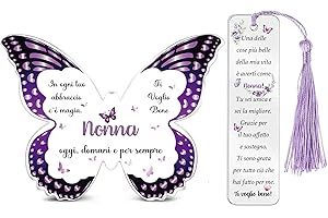 HZBLAZ Regali Nonna Donne Segnalibro con Targhe e Cartelli Segnalibro 2 Pezzi Set Acrilica Compleanno Nonna Segnalibri Personalizzati Ricordo Farfalla Festa della Mamma Natale Apprezza per Lei dai Nipoti