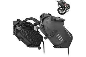 Rhinowalk Borsa da sella per motore, impermeabile, 18 l (9 l x 2) per moto, accessorio per moto (nero 18L)