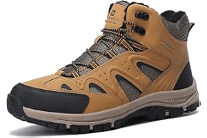 ARRIGO BELLO Śnieżne buty męskie zimowe ciepłe kostki w pełni z podszewką z futra antypoślizgowe skórzane do pracy, do trekkingu, 7UK-41 UK, Pszenica z ciepłym futrem, 40.5 EU