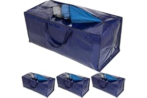 Focenat 4 Pezzi 92L Borse Trasloco per Vestiti, Grande Borse di Stoccaggio, Borsone da Viaggio, Borsa Portaoggetti, con Cerniera e Manici,Sacchetti di Stoccaggio Pieghevole per Deposito Vestiti