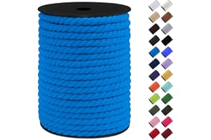 LEREATI Corda Macrame 8mm x 40m, Filo Macrame Corda Cotone Colorata, Macramè Filo Cordino per Borse Uncinetto, Artigianato Fai-Da-Te, Arazzo da Parete, Decorazioni (Blu Lago)