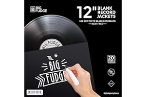 BIG FUDGE Pro Blank Album Jackets - 12 Inch x Black - 20 Vinyl Record Covers (400gsm) - Album Cover for Records with Inner Sleeves and Outer Sleeves