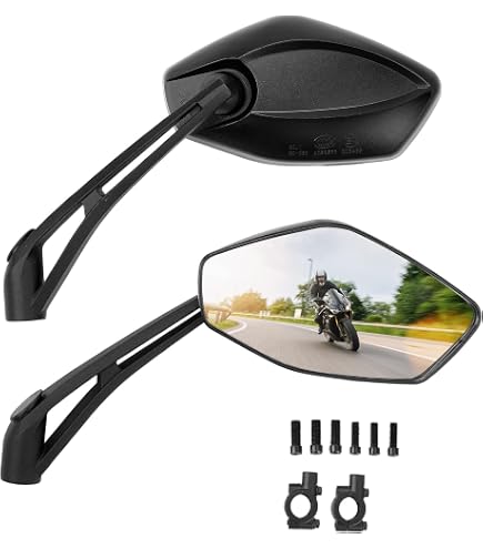 Rétroviseurs Moto 8mm/10mm 360° Réglables – Miroirs Carbone Rond/ovale/polygone, Compatibles Yamaha MT07, Kawasaki Z900, Honda CB500X, Suzuki SV650 Etc.