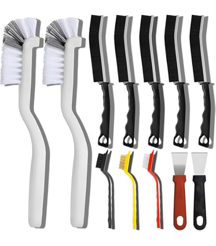 Spazzola Per Pulizia Fessure E Fughe Con Setole Dure | Manico Ergonomico, Angolata, Per Vasche, Cucine, Finestre E Porte Scorrevoli - 3