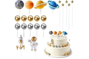 VIDSTW 26 stycken astronaut tårtdekoration för astronautkakor | Ponny födelsedagsdekoration tårtdekoration regnbåge innehåller regnbågsblommor för födelsedagar och fester med drömtema
