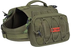 OneTigris Dog Pack Hound Travel Camping Hiking Backpack Saddle Bag Rucksack for Medium & Large Dog (Ranger Green)