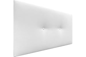 DHOME Cabecero de Polipiel o Tela Acualine Liso con Botones Tapizado de Alta Gama Cabezal Lujo Cama Dormitorio Moderno Acolchado (Tela Blanco, 105x50cm (Camas 80/90/105))