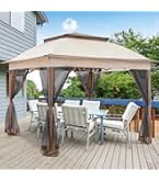 Gazebo Da Giardino Bakaji 3x3m - Acciaio Inox, Tessuto Oxford Beige - Foto 9