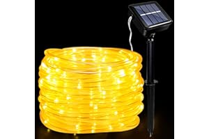 JIMACRO Zewnętrzny solarny wąż świetlny LED, klasa wodoszczelności IP65, łańcuch świetlny na zewnątrz, 12 m, 100 diod LED, dekoracja solarna z 8 trybami oświetlenia, do ogrodu, na drzewo, imprezę,