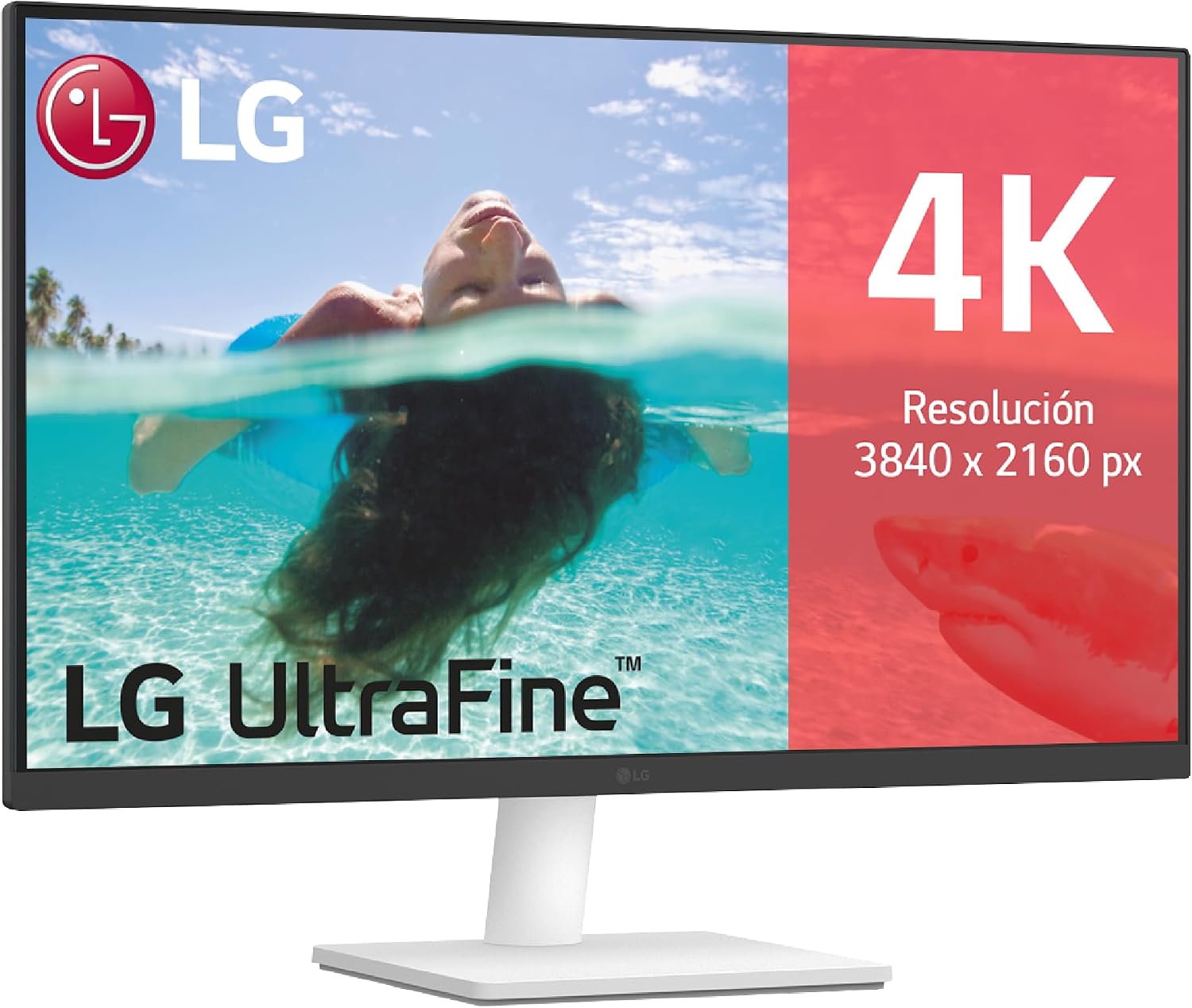 LG 27US500-W - Monitor 4K UltraHD 27", Panel IPS 3840x2160 (16:9), HDR10, Super Resolution+, DCI-P3 90%, 2× HDMI 2.0 y DisplayPort 1.4, 60 Hz, 5 ms, Inclinación Ajustable, Blanco