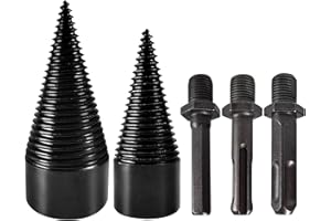 PEESHON Punta Conica Spaccalegna, 32+42mm Punta Spaccalegna con 3 Impugnature per Trapano, Cono a Vite Spaccalegna, Trapano Spaccalegna, Cono per Trapano per Legno