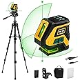 PREXISO Laser Level with Tripod, Wide Angle Laser Level Self Leveling - 100Ft Green Cross Laser Line Tool for Construction, Ceiling Alignment, Floor Tile