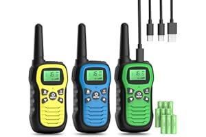 QIKKTYAY Walkie Talkie Kinder, Walkie Talkie Aufladbar Geschenk ab 3-12 Jahre Kinder mit 16 Kanäle, Walki Talki mit 3 Meilen Große Reichweite, VOX Funktion, Tastatursperre für Wandern Camping Abenteuer