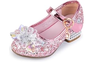 Sangyn Prinzessin Schuhe Mädchen Glitzer Hochzeiten Klett Sandalen Stöckelschuhe Kinder Partei Ballerina Cinderella Kristall Schuhe für Halloween Fest Fasching Geburtstag Party