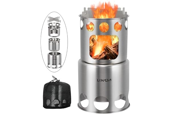 Lixada Poêle à Bois Brûleur Portable en Acier Inoxydable Léger pour Cuisson en Extérieur Pique-nique Camping , #1