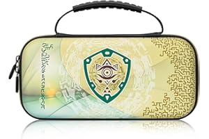 BRHE Etui pour Nintendo Switch/OLED, Compatible avec Les Consoles et Accessoires Switch, Pochette de Protection Portable Rigide pour Switch avec 10 Emplacements pour Cartes de Jeu (Zelda-Jaune)