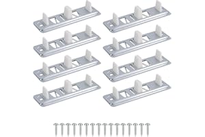 FUKAISU 8 Pack Sliding Closet Door Floor Guides, Bypass Bottom Track Rails Set Including 4 Metal Base, 4 Plastic Plates & 8 Screws Hardware Fit for Doors from 3/4 Inch to 1-3/8 Inch Thick