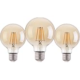 Eglo Set of 3 E27 LED Filament Lamps | Vintage Amber Edison Bulbs, 4 Watts each, Globe Bulbs Warm White, 2200 K, 400 Lumen, R