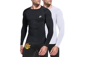 MEETWEE T-Shirt Anti-UV Homme Manches Longues, Maillot Rashguard de UPF 50+ Séchage Rapide et Respirabilité pour Surf Natation