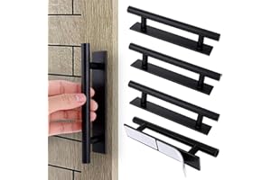 Piriuuo 4 Pack Adhesive Cabinet Handles, Self Stick Door Handles ABS Plastic Push Peel and Stick Helper Drawer Pull Wardrobe Handle Furniture Handles, Black