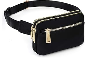 Bauchtasche Hüfttasche UTO für Herren und Damen wasserdichte Nylon Mode Schlanke, leichte Waist Pack Tasche mit 3 Reißverschlusstaschen