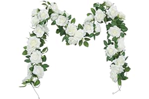 SHACOS 3 Pezzi Ghirlanda Rose Artificiali Fiore Artificiale Rosa Vine 600cm Fiori Finti Seta Glicine Ghirlanda Hanging Rattan per Nozze Festa Decorazione