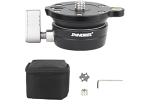INNOREL LB50 - Livellatore a sfera per treppiedi, 3/8", con livello di bolla offset, inclinazione 15°, filettatura 3/8" per fotocamere Canon, Nikon, Sony DSLR