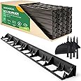 Flexible Lawn Edging 12 m - Invisible Plastic Garden Edge with 50 Securing Pegs - Easy to Use, Weather Resistant - Grass, Flowerbed & Path Border Edging, Height 55 mm, Black