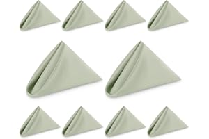 Trimming Shop 20 Inch Sage Green Polyester Table Napkins, 50x50cm Square, Reusable, Wrinkle-Resistant Cloth Napkins for Dinner Parties, Events, Weddings, Restaurants & Hotels, 10pcs