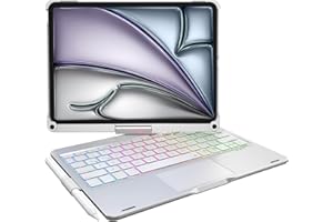 Zienstar-Funda con Teclado Español Rotación 360° para iPad Air 11" M2/M3,Air 4/5 10.9", iPad 10th /11th (A16) iPad Pro 11" (2018-2022),Retroiluminado,Trackpad Click-Plateado