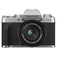 Fujifilm X-T200 24.2 MP Mirrorless Camera with XC 15-45 mm Lens (APS-C Sensor, Electronic Viewfinder, 3.5" Vari-Angle Touchscreen, Face/Eye AF, 4K Video Vlogging, Film Simulations) - Silver