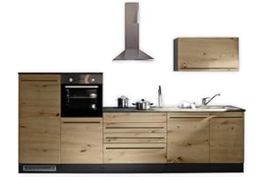 Stella Trading Jazz 4 - Cocina Moderna sin electrodomésticos en Antracita, Aspecto de Roble Artesano, Amplia Cocina Equipada con Mucho Espacio de Almacenamiento, Material de Madera, 320 x 200 x 60 cm