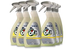 ‎CIF PROFESSIONAL Cif Professional Grease Remover, Ready to Use, Fragrance-Free, Aluminium Compatible, Suitable for Food Areas, 6 x 0.75 Litre Spray Bottles