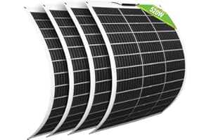 ECO-WORTHY Confezione da 4 pezzi 130W 12V Pannelli Solari Flessibili Modulo Monocristallino per Ricarica Batteria 12V 24V / Auto/Barca/Roulotte/Camper