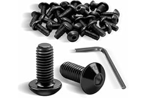 ddckj M6 Bolts M6 x 18mm Button Head Screws 30 Pack Black Socket Screws Allen Bolts Carbon Steel Oxide Full Threads with Hex Spanner