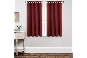 Joydeco Cortinas Opacas 2 Piezas, Cortinas Dormitorio con Ojales Anti Luz Cortina Termica Aislantes Frio y Calor para Salon Curtains Blackout (Rojo Borgoña, 2x117x137cm)