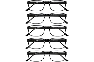 Gaoye 5-Pack Reading Glasses Blue Light Blocking,Spring Hinge Readers for Women Men Anti Glare Filter Lightweight Eyeglasses (5-Pack Light Black, 3.0)